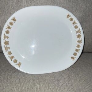 Vtg Corelle Corning Oval Platter Serving Dish Plate Butterfly Gold 12" x 10"